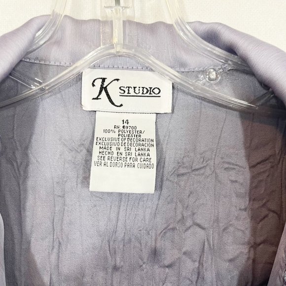 Y2K 90s Satin Crinkle Ruffle Lace Long Sleeve Blouse Going Out Top - Size 14 - Picture 3 of 3